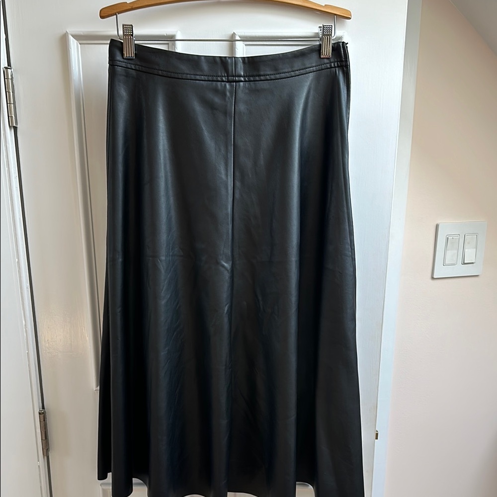 Black A-Line leather like Maxi Skirt